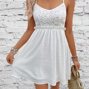Backless White Lace mini dress